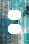 Outlet Covers Teal Blue Modern Geometric Abstract Turquoise Green 1 Gang Duplex Wall Plate Decorative Switch Plates Electrical Receptacle Faceplate Light Switch Cover for Bedroom Decor