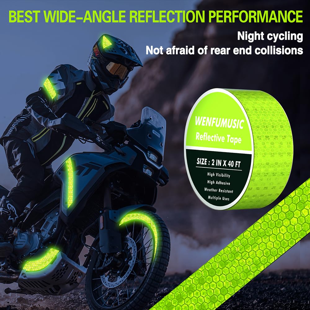 Reflective Tape 2" x40ft Fluorescent Green, DOT-C2 Waterproof Reflective Stickers & Reflector Tape with Strong Adhesive for Trucks, Trailers, Motorcycles, Bikes, Outdoor Safety