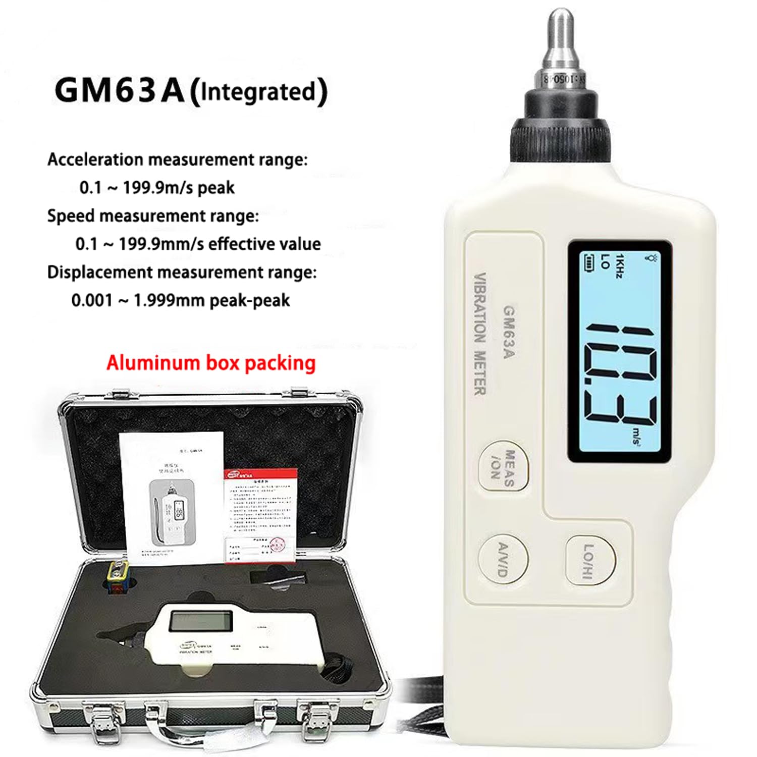 Handheld Digital Vibration Meter with LCD Display,Vibrometer Gauge Tester Analyzer,Check The Vibration Meters of The Motor, Machinery, and Bearings