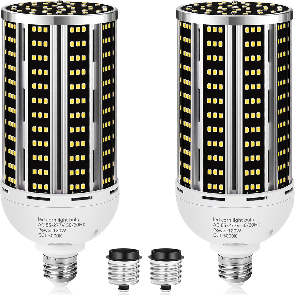 120W 2 pack LED Corn Light Bulb(1200W Equivalent ) ,Commercial Grade DayLight 5000K E26/E39 15900LM Medium Mogul Base LED Lamp,Large Area Lights For Outdoor Indoor Garage Warehouse Factory Bay Light
