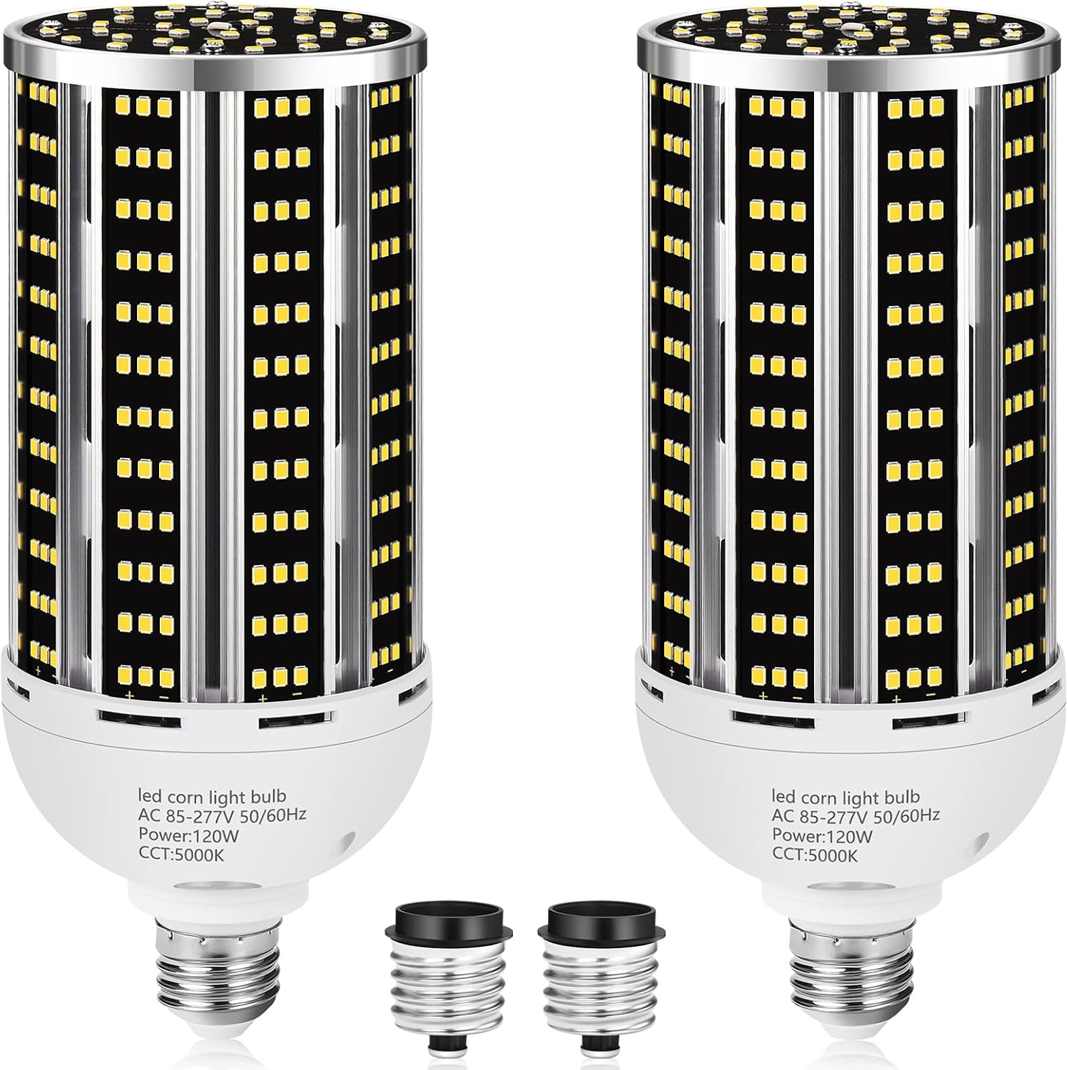 120W 2 pack LED Corn Light Bulb(1200W Equivalent ) ,Commercial Grade DayLight 5000K E26/E39 15900LM Medium Mogul Base LED Lamp,Large Area Lights For Outdoor Indoor Garage Warehouse Factory Bay Light