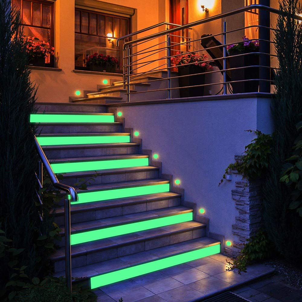 LLPT Glow in The Dark Tape 1” x 33 Ft Self Adhesive Neon Luminous Tape Rechargeable Brightness Fluorescent Sticker Tape for Sport Gears Night Part DIY Craft Color Green (GD133G)