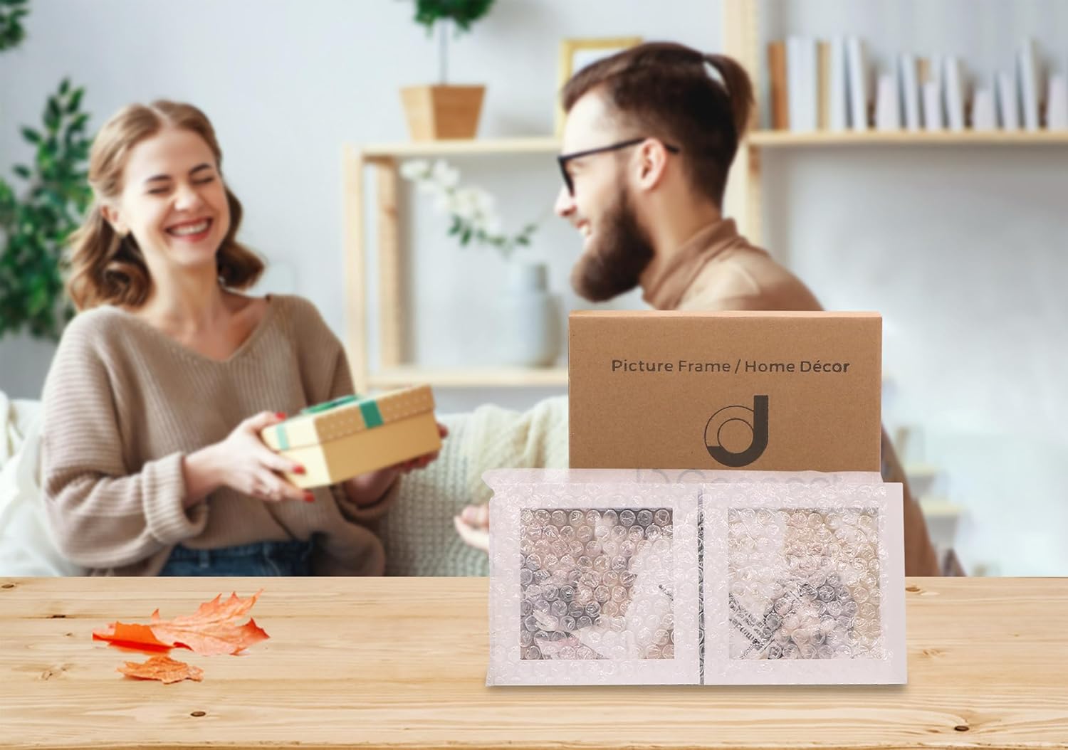 Double 4x4 Square Combo, White Wood Picture Frame, 3.5x3.5 Opening Foldable Photo Frame on Table-top or Wall