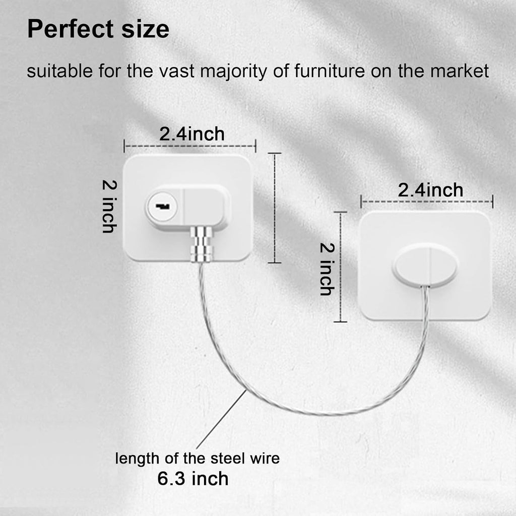 Fridge Lock (4 Pack),Refrigerator Lock with Keys,for Fridge, Cabinet Locks, Drawers, Dishwasher, Toilet and Child Safety Cabinet Locks, 3M Adhesive No Drilling (White 4pcs)