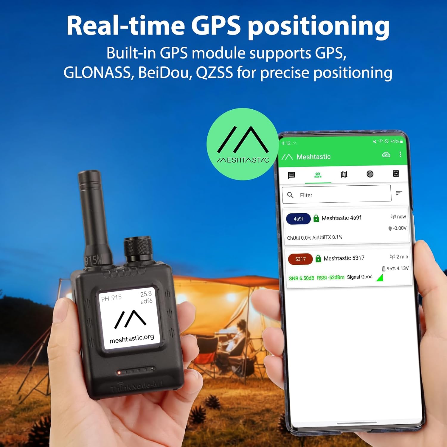ELECROW LoRa Meshtastic Transceiver with GPS and nRF52840 - ThinkNode M1 with 1.54" EPD Screen and Case, SX1262 Wireless Module 915MHz, 1200mAh Battery for Meshtastic