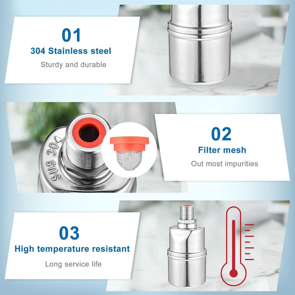 Mornajina 1/2" 3/4" 1" Automatic Float Valve, 304 Stainless Steel Fully Automatic Water Level Control Float Valve, Auto Shut Off Ball Mini Float Valve for Pool, Fish Tank, Livestock Troughs, Pond