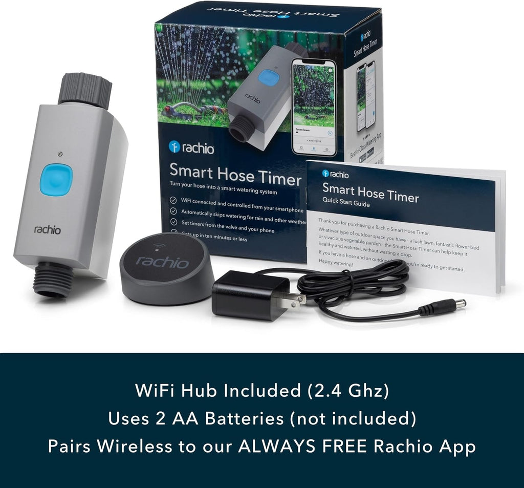 Rachio Smart Hose Timer (1 Valve + 1 WiFi Hub) – App-Controlled Outdoor Faucet Timer, Quick Install & Scheduling, Expandable System