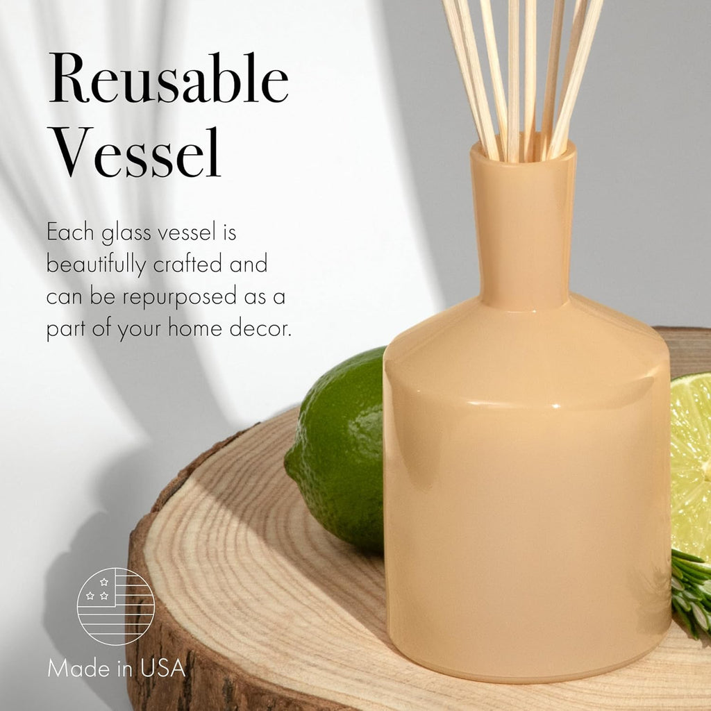 LAFCO New York Classic Reed Diffuser, Paloma Melon - 6 oz - Up to 3 Months Fragrance Life - Reusable Glass Vessel - Natural Wood Reeds - Made in The USA