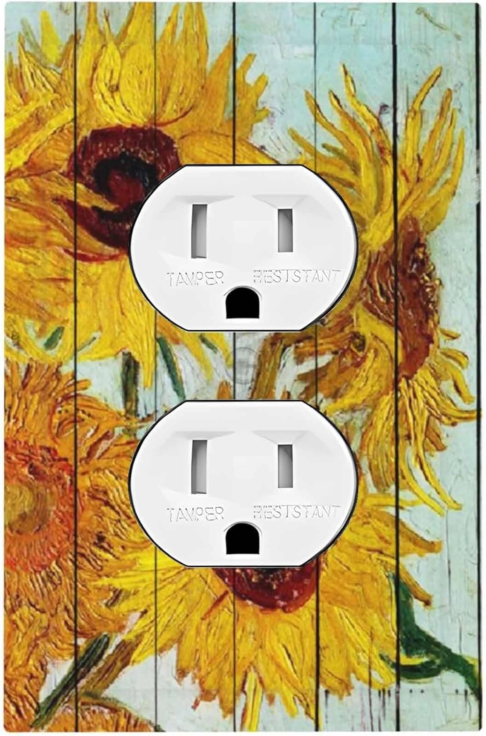 Outlet Covers Sunflowers Oil Paintings Wood Floral 1 Gang Duplex Light Switch Cover Decorative Switch Plates Electrical Receptacle Faceplate Wall Plate For Farmhouse Bed Room Decor