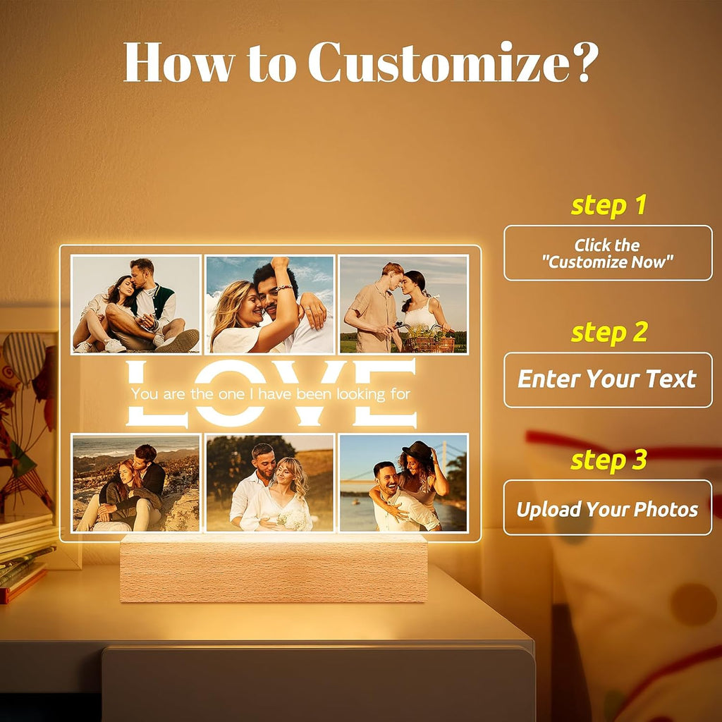 Custom Picture Frames, Personalized Photo Frame, Customized Picture Frame, Personalized Anniversary Valentines Day Gifts for Women Men Her Him Girlfriend Boyfriend Couple Wife Husband