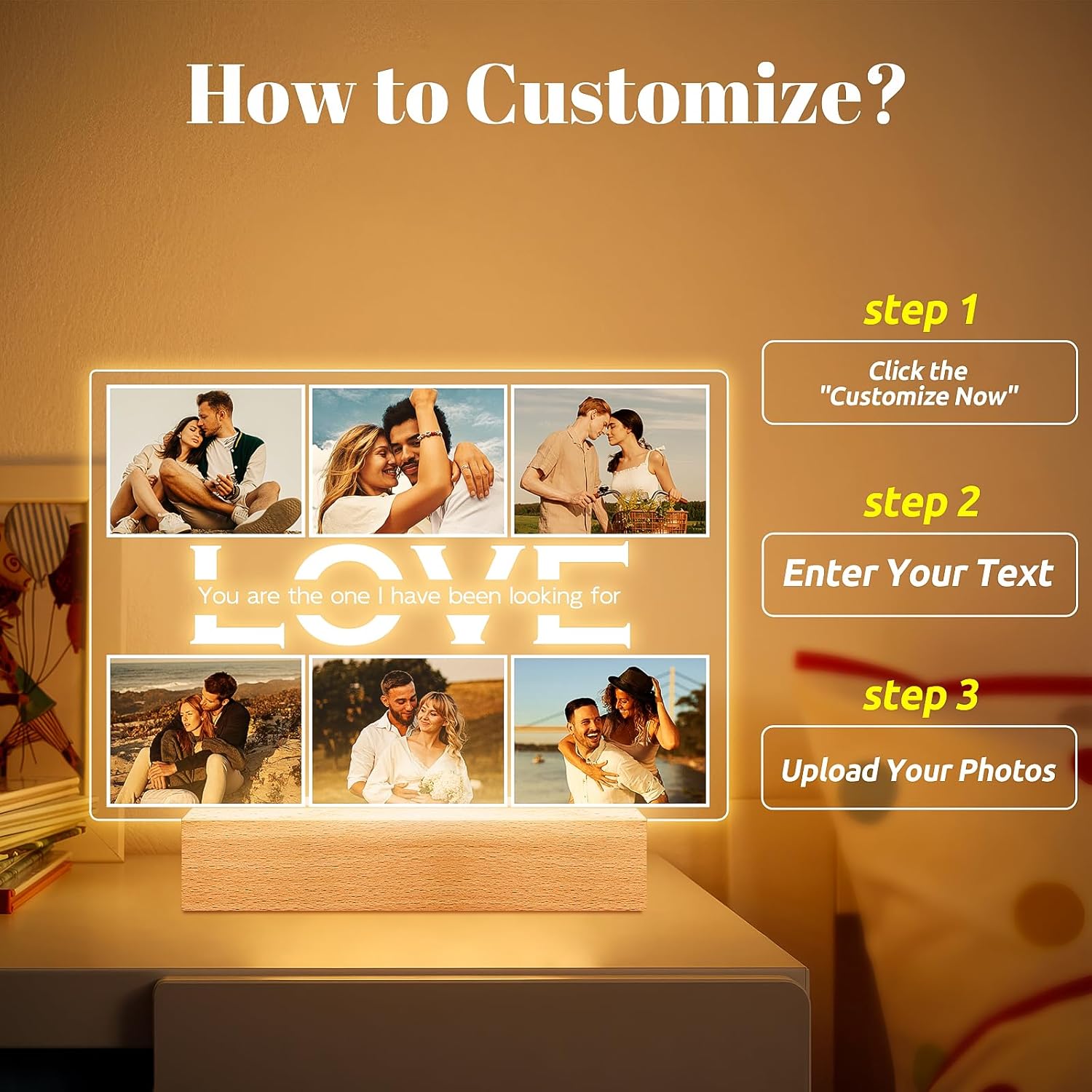 Custom Picture Frames, Personalized Photo Frame, Customized Picture Frame, Personalized Anniversary Valentines Day Gifts for Women Men Her Him Girlfriend Boyfriend Couple Wife Husband