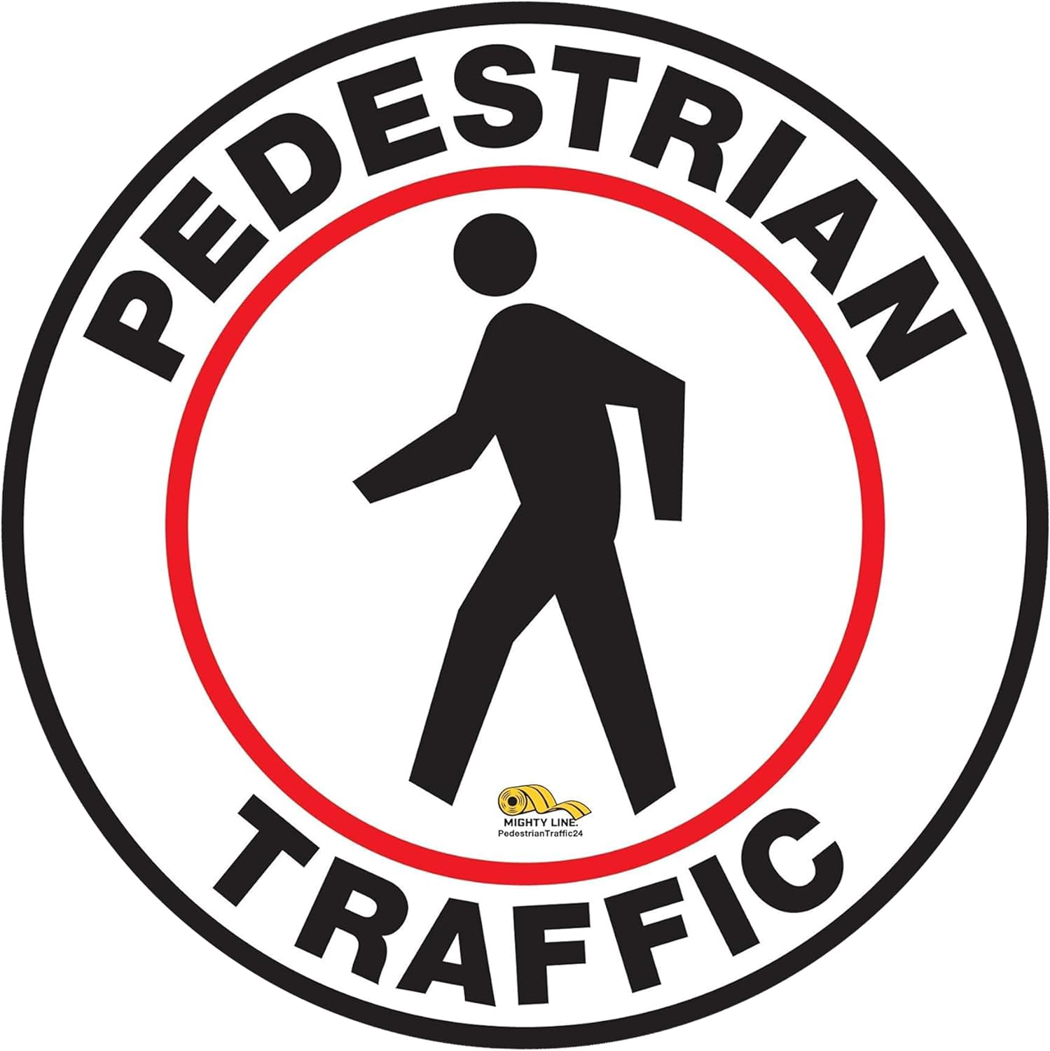 Mighty Line Pedestrian Traffic Crossing Walkway Floor Sign for Safety, Caution, Warning, Heavy-Duty, Peel and Stick, Adhesive, Industrial Quality, 12"