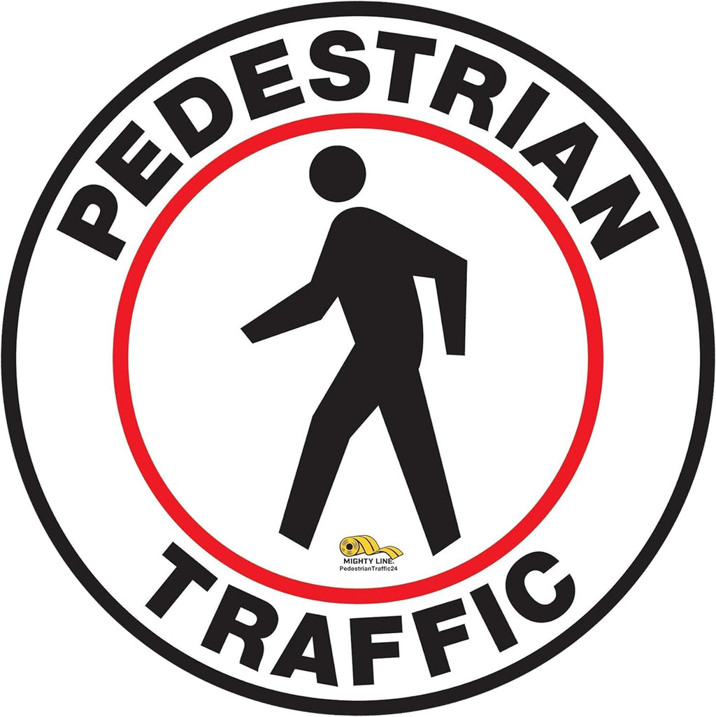 Mighty Line Pedestrian Traffic Crossing Walkway Floor Sign for Safety, Caution, Warning, Heavy-Duty, Peel and Stick, Adhesive, Industrial Quality, 24"