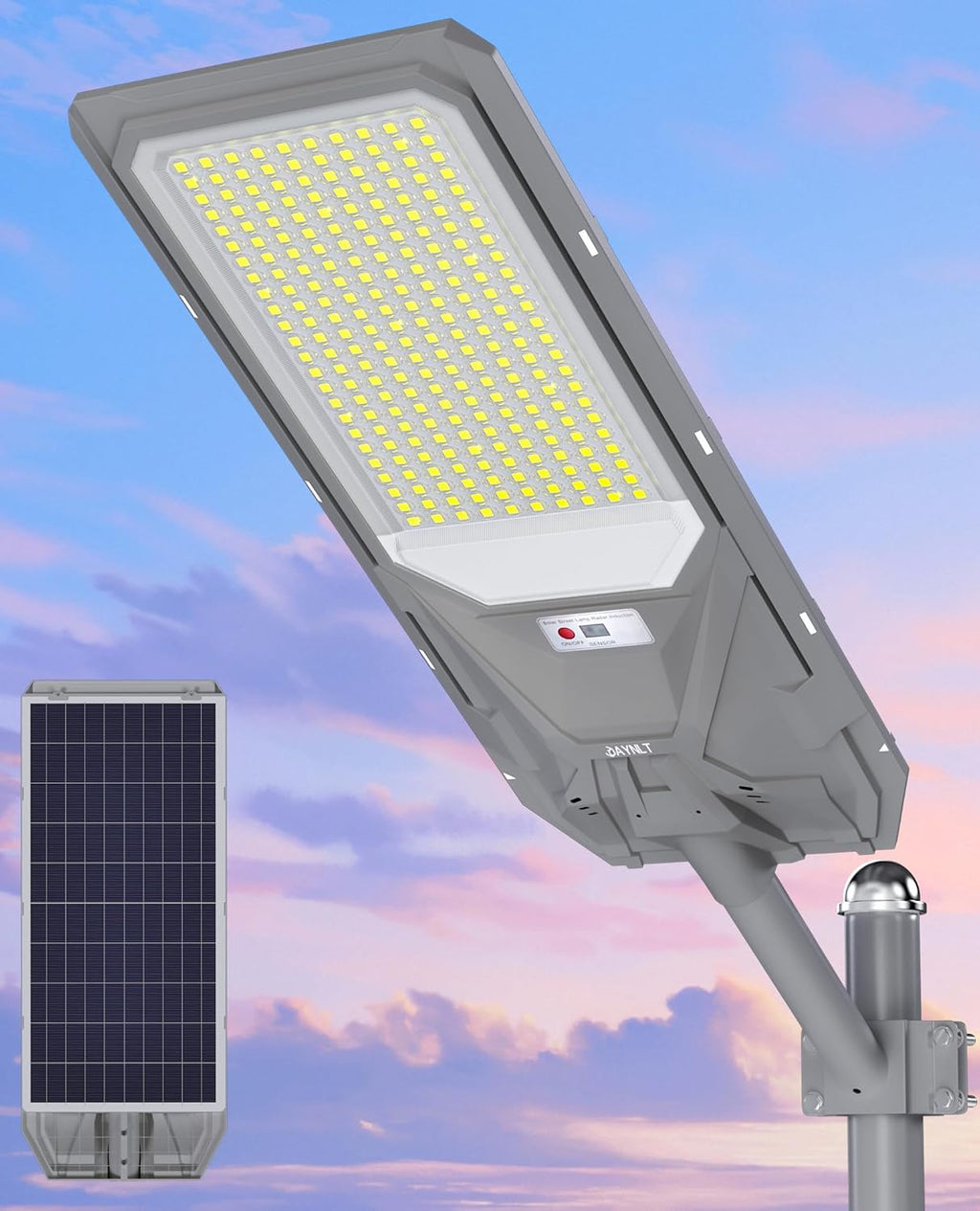 JAYNLT X-12000W Solar Street Lights,6500K Commercial Parking Lot Light Dusk to Dawn,IP68 Waterproof Flood Security Street Lights Motion Sensor for PlayCourt,Farm