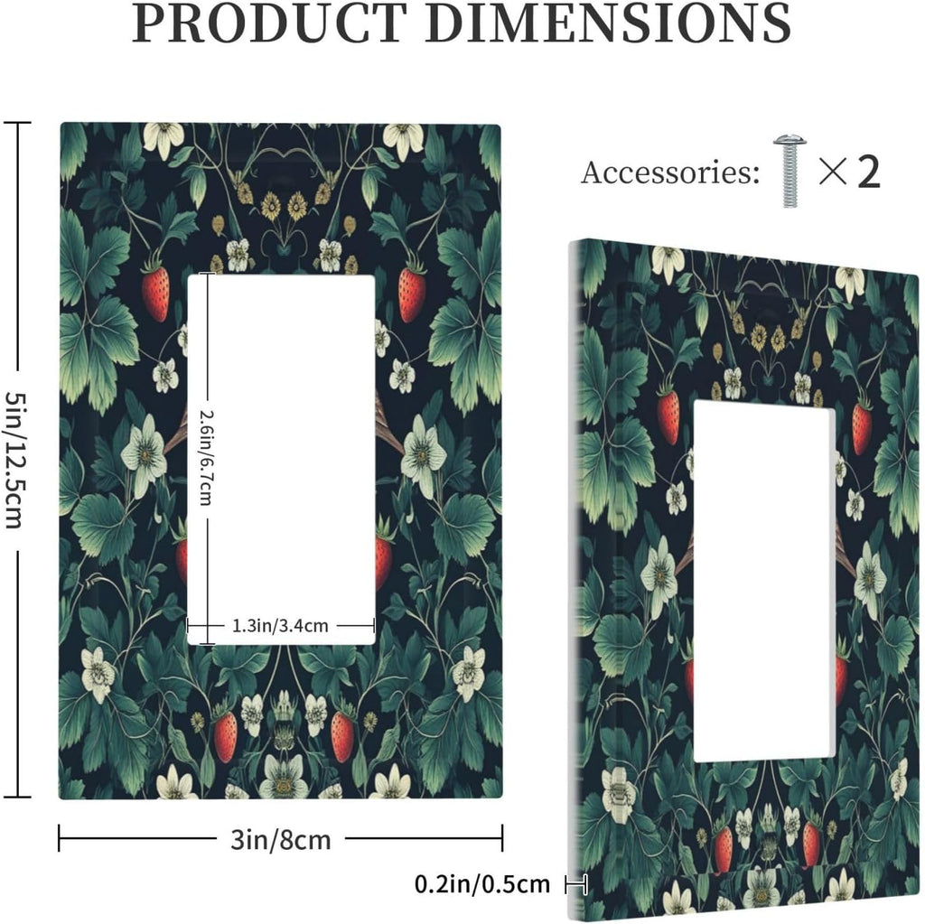 Decorative Outlet Covers Strawberry Birds Flowers Plant Morris Floral 1 Gang Single Rocker Light Switch Cover Plate Wall Plates GFCI Faceplate for Bedroom Farmhouse Decor