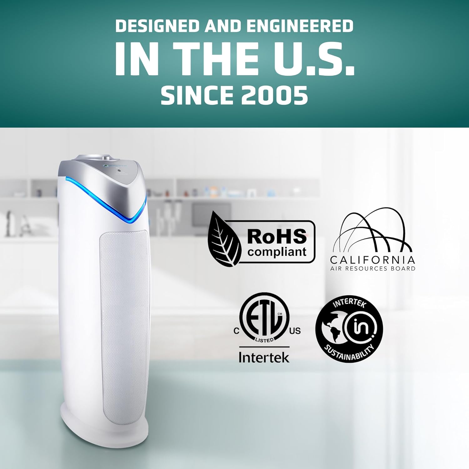 GermGuardian Air Purifier with HEPA 13 Filter, Removes 99.97% of Pollutants, Covers 743 Sq. Foot Room in 1 Hour, UV-C Light Helps Reduce Germs, 22 Inch, 2-Pack, White, AC4825W2PK