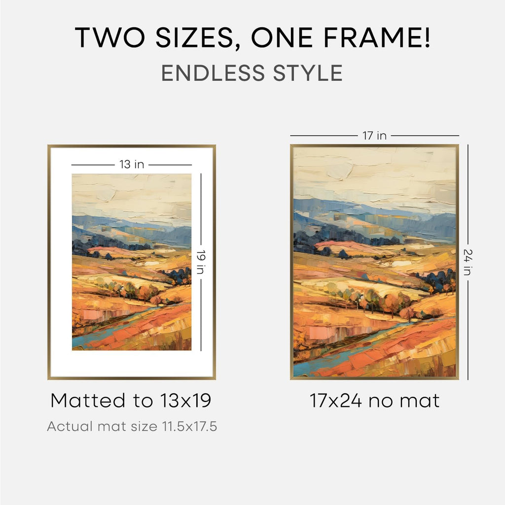 Homeforia 17x24 Picture Frame Bronze, High End Metal 17x24 Brass Poster Frames with Mat 13x19 Photo, 17 x 24 Frame Matted to 13 by 19 inch Print, 24by17 Thin Frames, Tempered Glass, Wall Kit, Set of 1