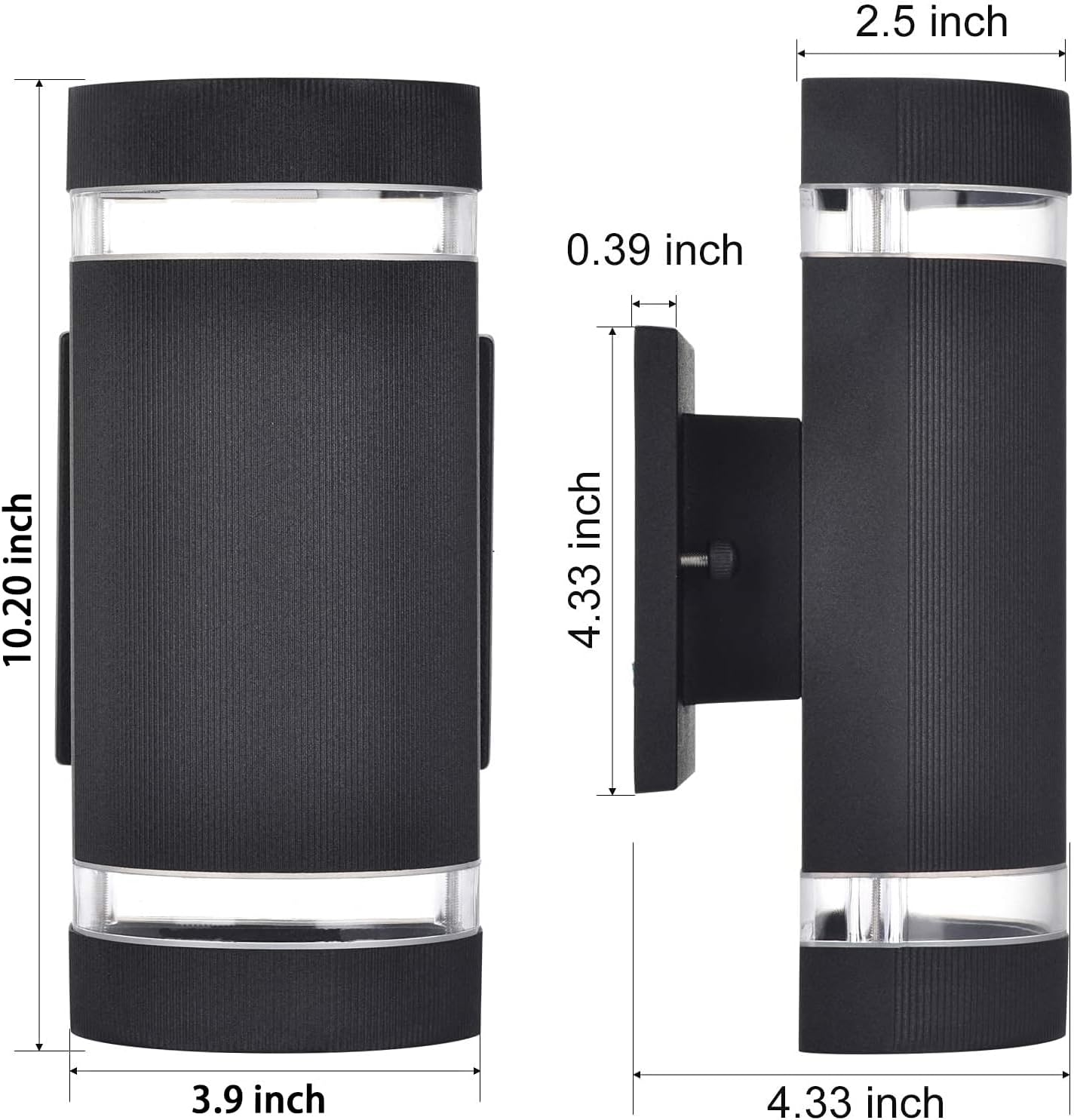 Dusk to Dawn Outdoor Lighting, Bling Exterior Wall Sconce - ETL Listed, Outdoor Light Fixtures Wall Mount Cylinder Design -White Up Down Outdoor Lights for House, Porch, Backyard (2 Pack)