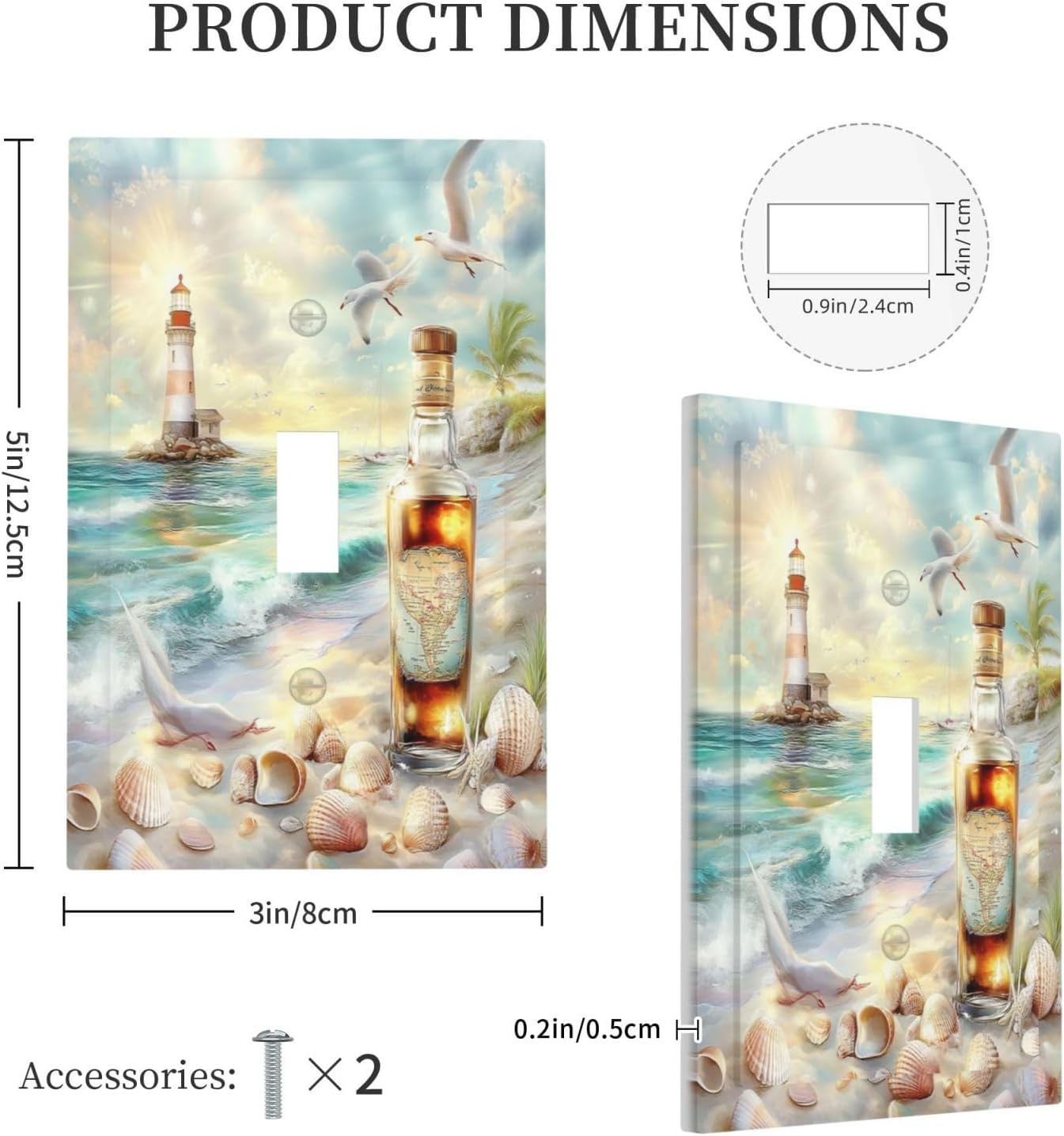 Decorative Light Switch Cover Beach Ocean Lighthouse Seashells 1 Gang Single Toggle Device Electrical Faceplate Switchplates Decorator Outlet Wall Plate For Bed Room Living Room Decor