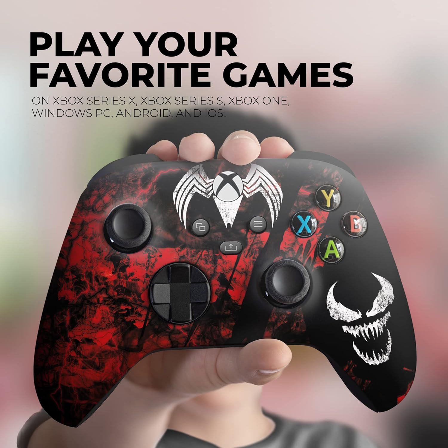 DreamController Carnagge Custom X-box Controller Wireless compatible with X-box One/Series X/S Proudly Customized in USA with Permanent HYDRO-DIP Printing (NOT JUST A SKIN)