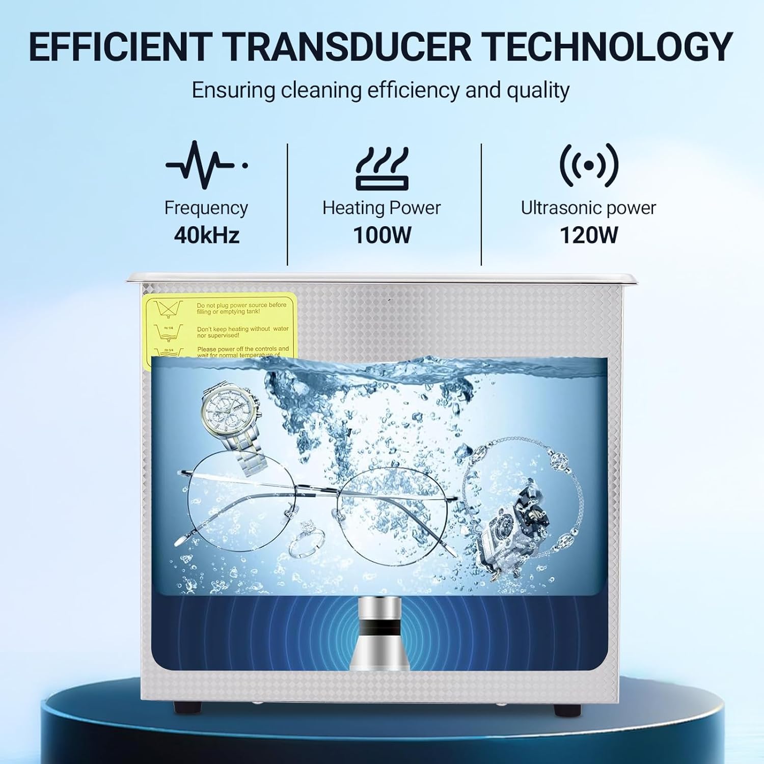 3.2L Commercial Ultrasonic Cleaner | Professional 40kHz with Digital Timer & Heater | for Jewelry, Watches, Eyeglasses & Small Parts Cleaning