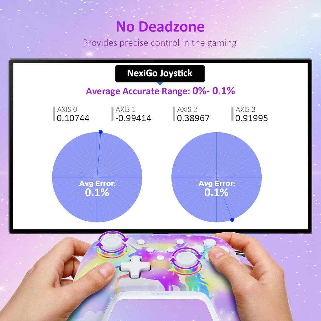NexiGo Wireless Controller (No Deadzone) for Switch 2 and Switch, Bluetooth Controllers for Nintendo Switch with Vibration, Motion, Turbo and LED Light (Violet Unicorn)