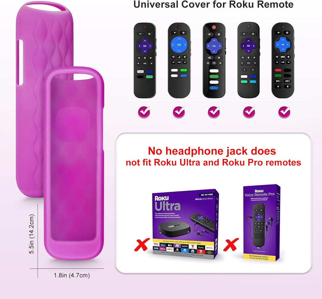 2 Pack for Roku Remote Cover,Silicone Controller Case Green and Purple
