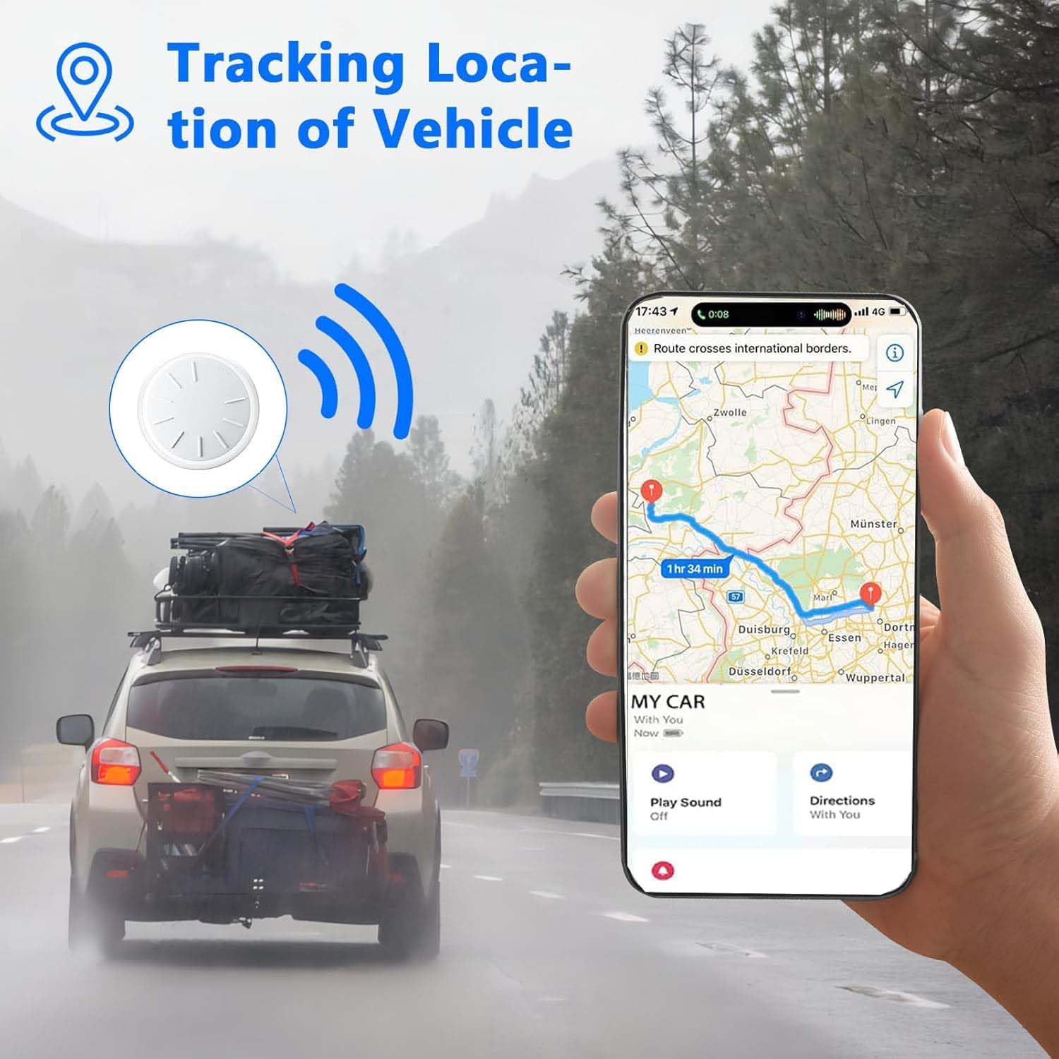 GPS Tracking Devices, 1PCS Tracker Device for Vehicles Work with Find My (iOS Only), Car Tracker Device Hidden with Magnetic Case, No Monthly Fee GPS Tracker for Vehicles (White)