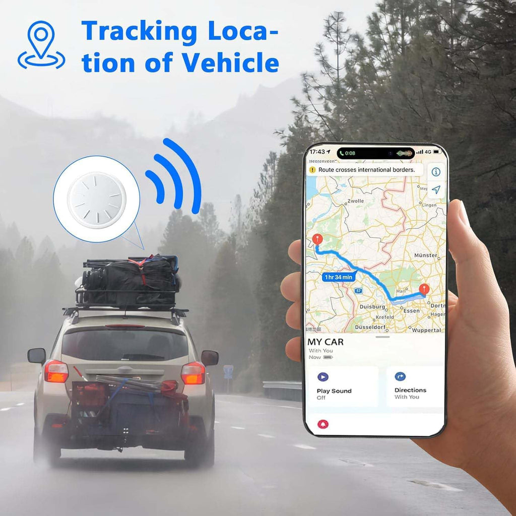 Car GPS Tracking Device for Vehicles, 2PCS Real Time GPS Tracker, Work with Find My (iOS Only),Hidden Mini GPS Tracker,No Monthly Fee (White Tracker, White Magnetic Case)