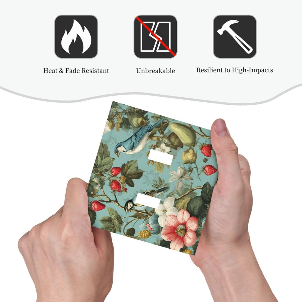 William Morris Flower 2 Gang Double Toggle Wall Plate Cover Decorative Light Switch Covers Electrical Faceplate Switch Plates for Bathroom Kitchen Home