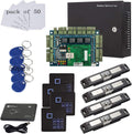 MENGQI-CONTROL TCP/IP Network 4 Door Smart Access Control Panel System Electric Strike Lock for Push Panic Bar Device Emergency Door, RFID Keypad Reader Enroll USB Reader 110V Power Supply Box