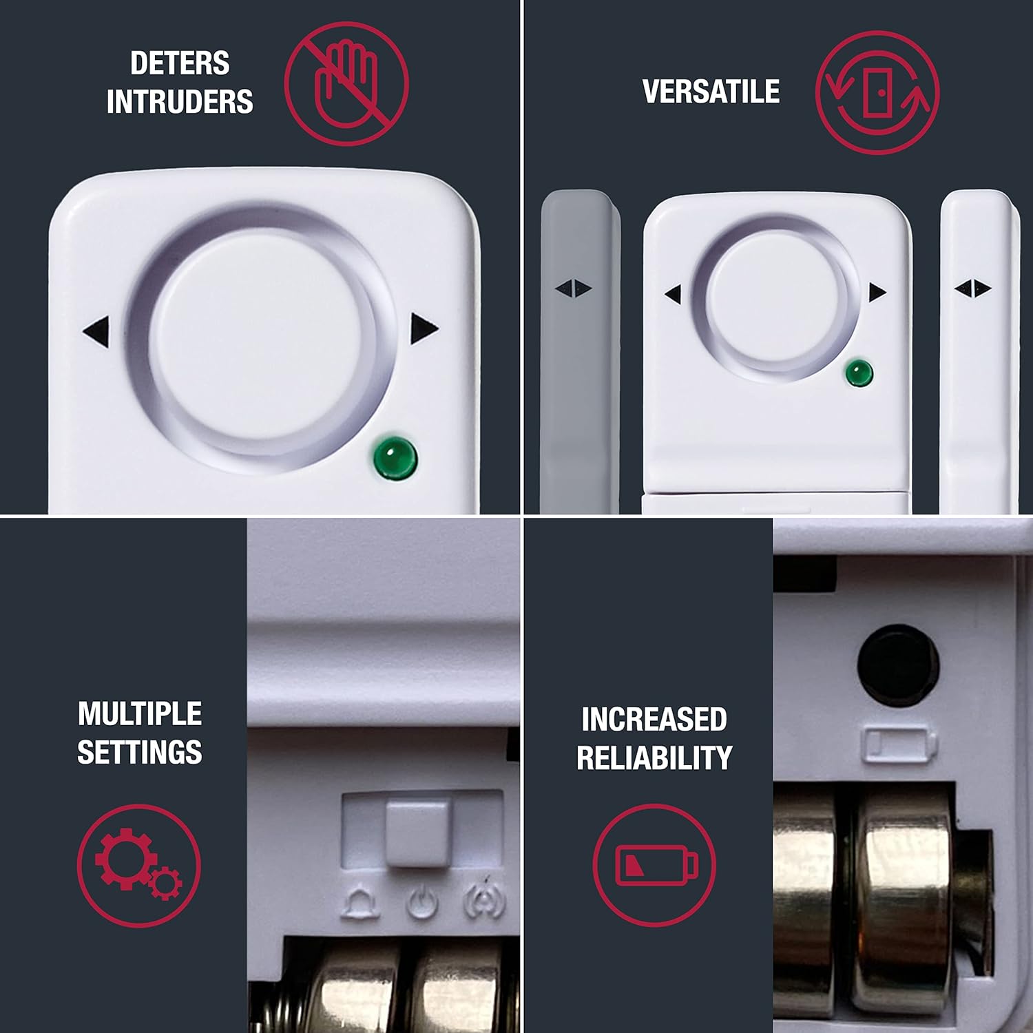 SABRE Door or Window Alarm With Remote, 120dB Alarm, Audible Up To 750-Feet (230-Meters), 4 Adjustable Settings, Arm and Disarm From A Distance, Battery Operated, No Wiring Required, Easy to Install