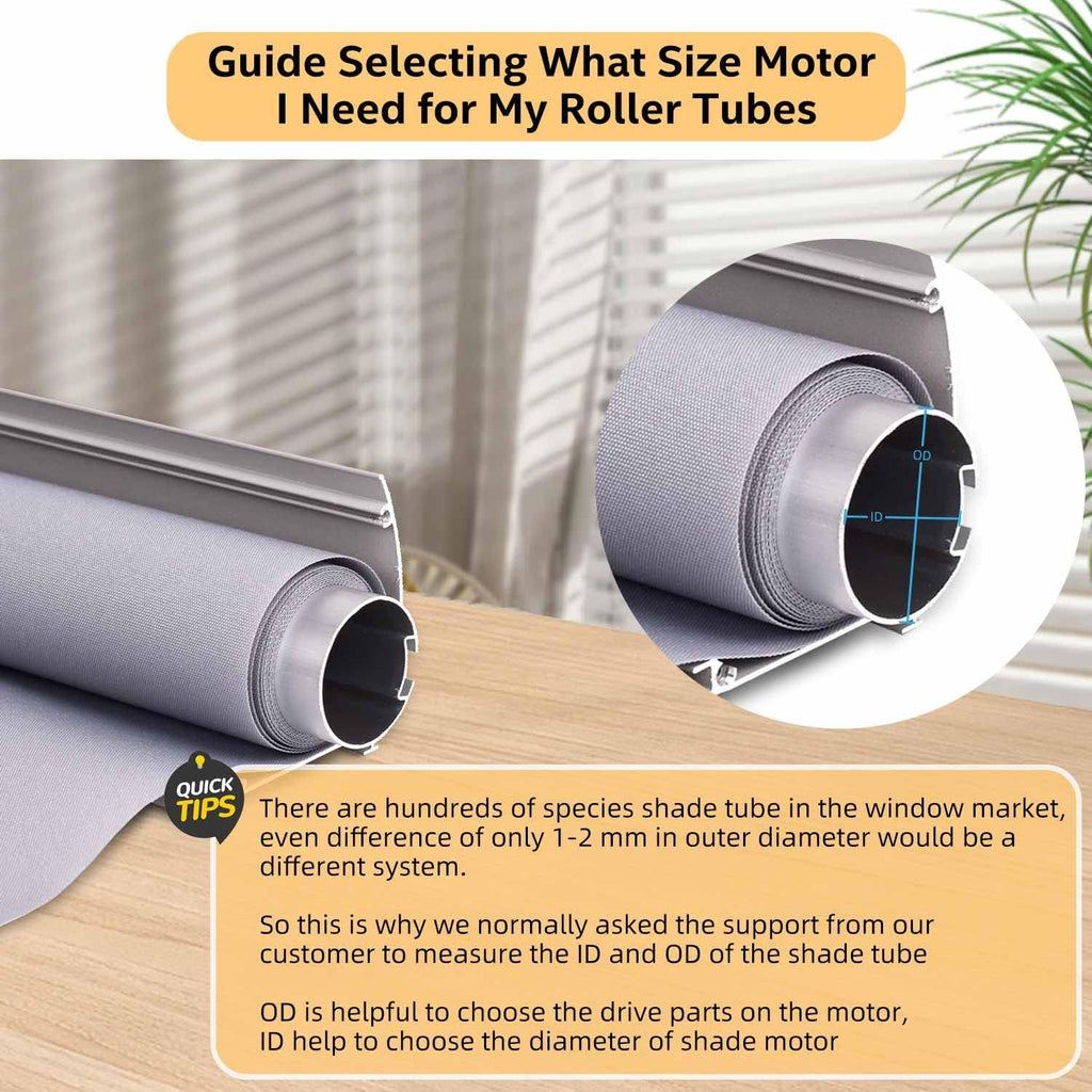 Rollerhouse Roller Blinds Tubular Motor with Rechargeable Lithium Battery for Electric Curtains Fits for 1-3/8 inch(35mm) Tube