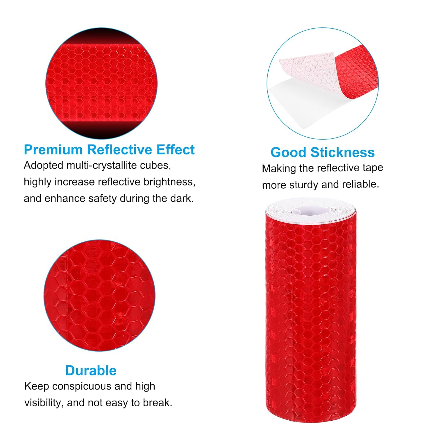 PATIKIL 4 Inch x 10 ft Reflective Tape, 1 Roll Waterproof Self Adhesive High Visibility Caution Warning Safety Tape Reflector with Scraper for Trucks Trailers Cars, Red