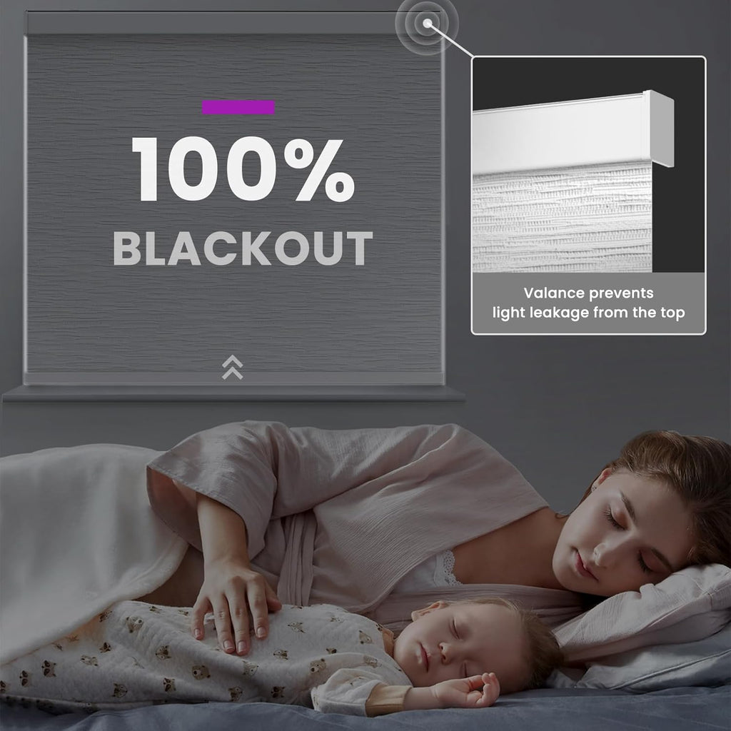Astomi Motorized Roller Shades for Windows, Blackout Smart Blinds for Indoor, Effortless Remote & Voice Control, Compatible with Alexa, Google Home, Custom Size，Vinyl-Charcoal Gray