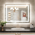 WTTY LED Bathroom Mirror 40"x36" with RGB Backlit and Front Light,Stepless Dimmable LED Mirror for Bathroom,Lighted Bathroom Vanity Mirror,Anti-Fog,Memory Function,Shatter-Proof,Wall Mounted