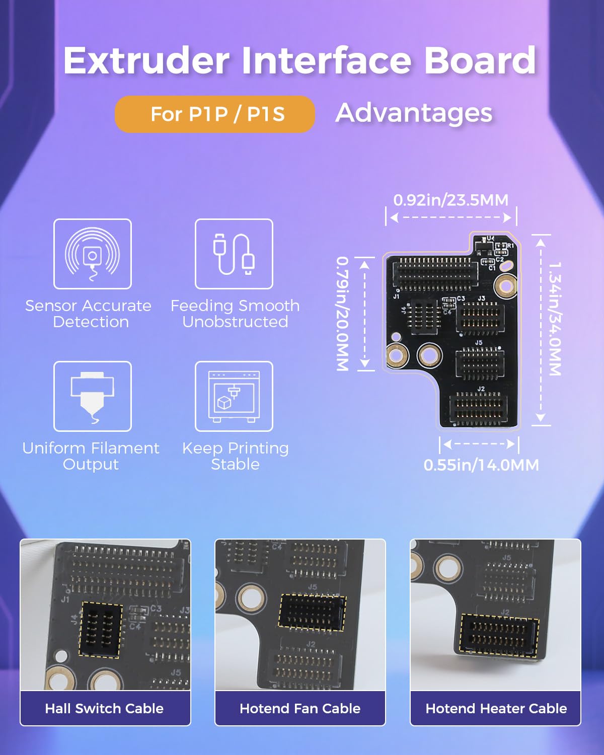 Extruder Interface Board for P1P P1S, Used to Expand The Interface of Functional Components, for P1 Series PCB Adapter Transfer 3D Printer Accessories with Kit Tools
