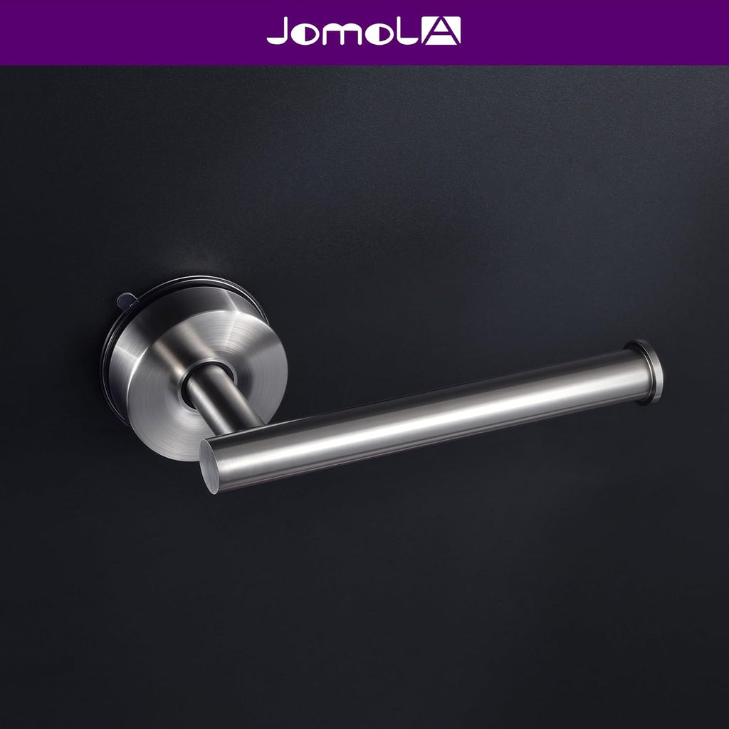 JOMOLA Stainless Steel Toilet Paper Holder, Suction Cup Bathroom Tissue Roll Paper Towel Holder, No Drill Wall Mount Storage for Bathroom, Kitchen, RV, 1 Pack
