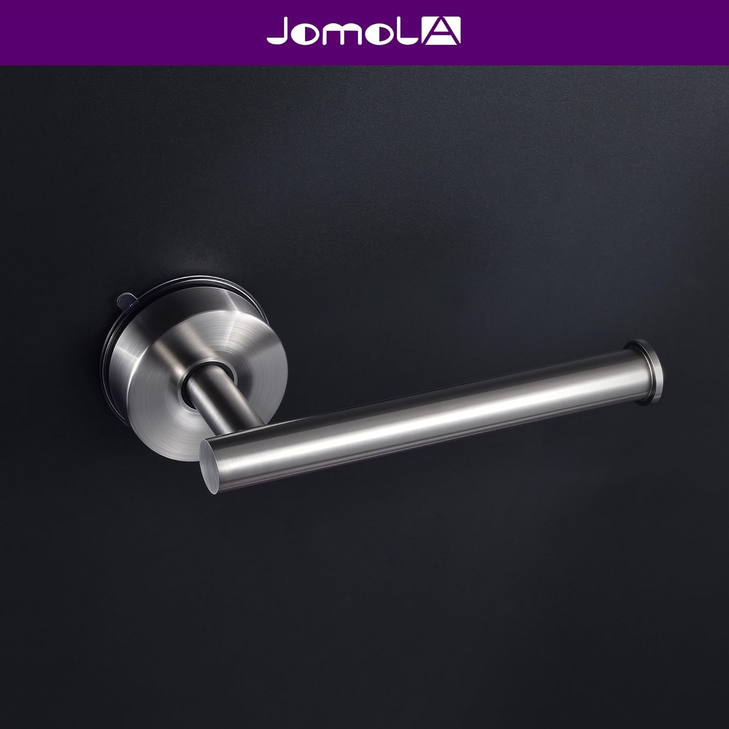 JOMOLA Stainless Steel Toilet Paper Holder, Suction Cup Bathroom Tissue Roll Paper Towel Holder, No Drill Wall Mount Storage for Bathroom, Kitchen, RV, 1 Pack