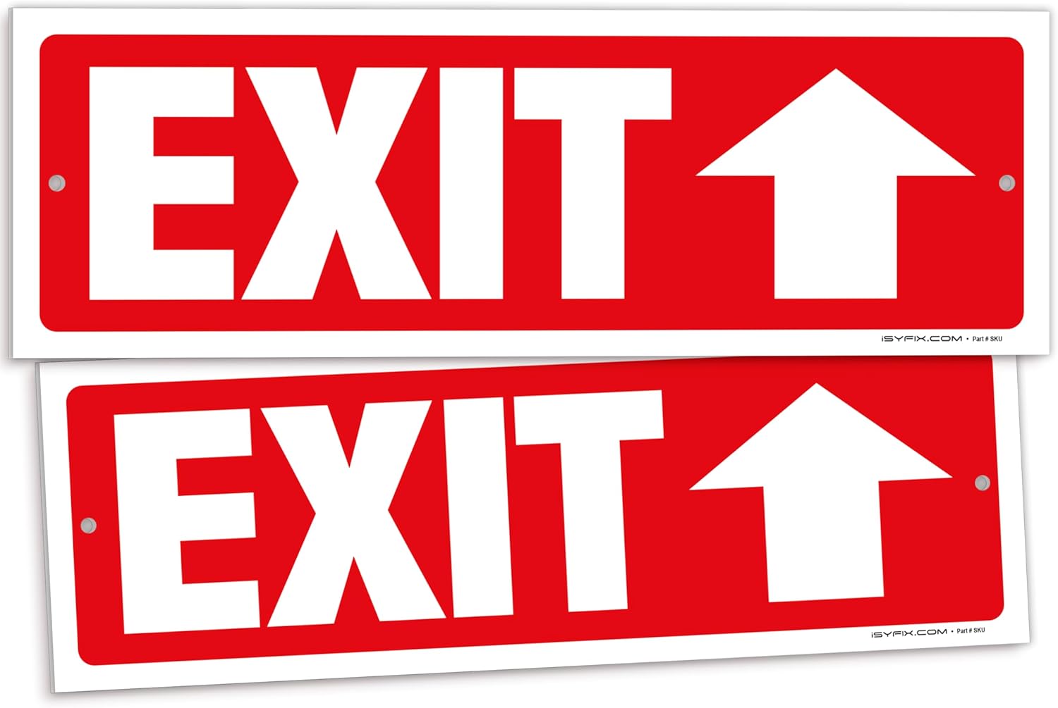 iSYFIX Exit Signs - 2 Pack 12x4 Inch Directional Up Arrow Signs, 40 mil Polystyrene Plastic, UV Laminated, Scratch & Fade Resistant, Waterproof - Ideal for Office, Theater, School, Business