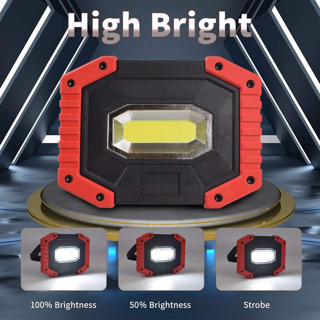 OTYTY LED Work Light 2-Pack, 30W 1500LM Portable Rechargeable Flood Lights with Magnetic Base, 4200mAh Battery for Outdoor, Camping, Hiking, Emergency, Car Repairing, Job Site Lighting (W841Red)