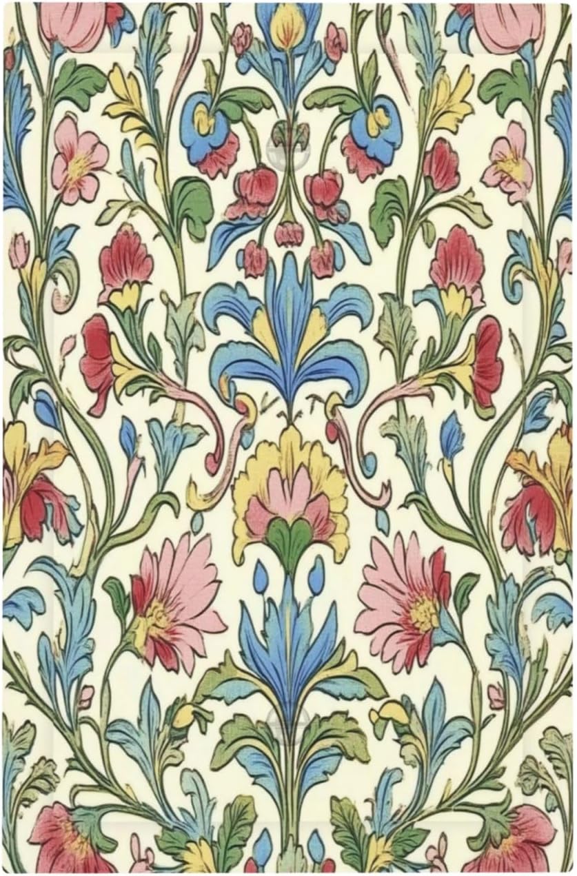 Light Switch Cover Plate Boho Red Floral Morris Plant Leaves 1 Gang No Device Blank Electrical Wall Plates Faceplate Decorative Switch Plate For Farmhouse Cabin Decor