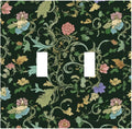 Decorative Light Switch Cover Plate Vintage Green Leaf Plant Rustic Pink Flower 2 Gang Wall Plate Oversized Double Toggle Two Switch Wall Cover Plate Dual Device Faceplate