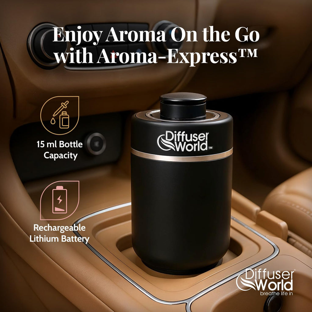 600 Sq Ft Waterless Diffuser for Essential Oils, Aroma Express Black Portable Aroma Atomizer for Room Fragrance, Home Scent Machine, Air Aromatherapy