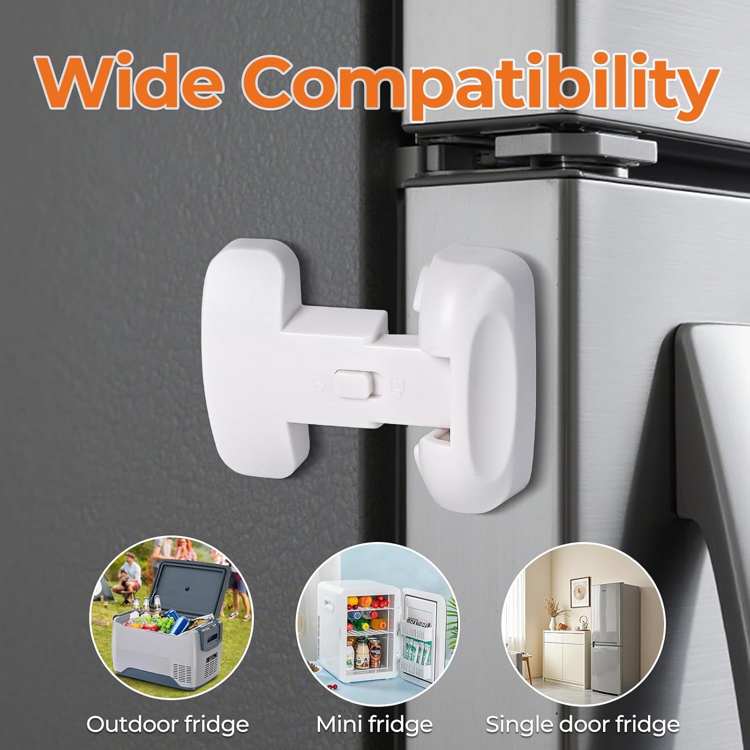 Refrigerator Fridge Door Lock for Kids Child Safety Locks for Doors Freezer Door Lock Easy to Install Keep Door Closed Child Proof Refrigerator，Freezer Door Lock 1 pack, White