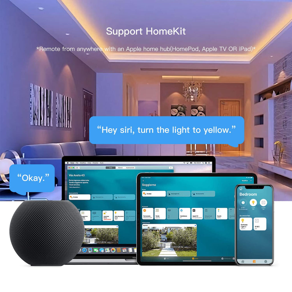 Smart Plug Work with HomeKit, DoHome Smart WiFi Outlet Work with Apple HomeKit, Alexa and Google Assistant Voice Control Plug with Timer Function and Group Control No Hub Required 4 Pack