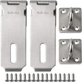 Alise 2pcs Door Locks Hasp Latch,5 Inch SUS 304 Stainless Steel Safety Packlock Clasp Hasp Lock Latch,with Fixing Screw for External Doors Window Cabinet Pet Cage, Brushed Nickel MS9-5B-2P