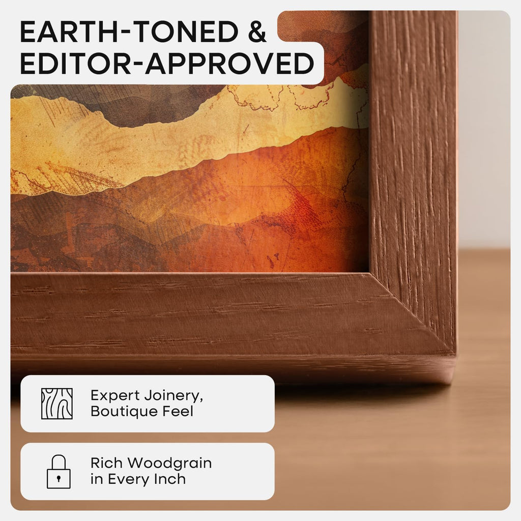 Homeforia 10x12 Brown Picture Frame, High End Dark Oak 10x12 Walnut Poster Frame with Mat 8x10, 10 x 12 Wooden Frame Matted to 8 by 10 inch Photo, 12x10 Thin Frames, Tempered Glass, Wall Kit, Set of 1