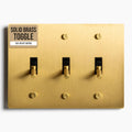 3-Gang Satin Solid Brass Plated Toggle Switch, 15A 120V AC Wall Mount, 3-Way Compatible Vintage Style Single Pole with Faceplate & Switch Module