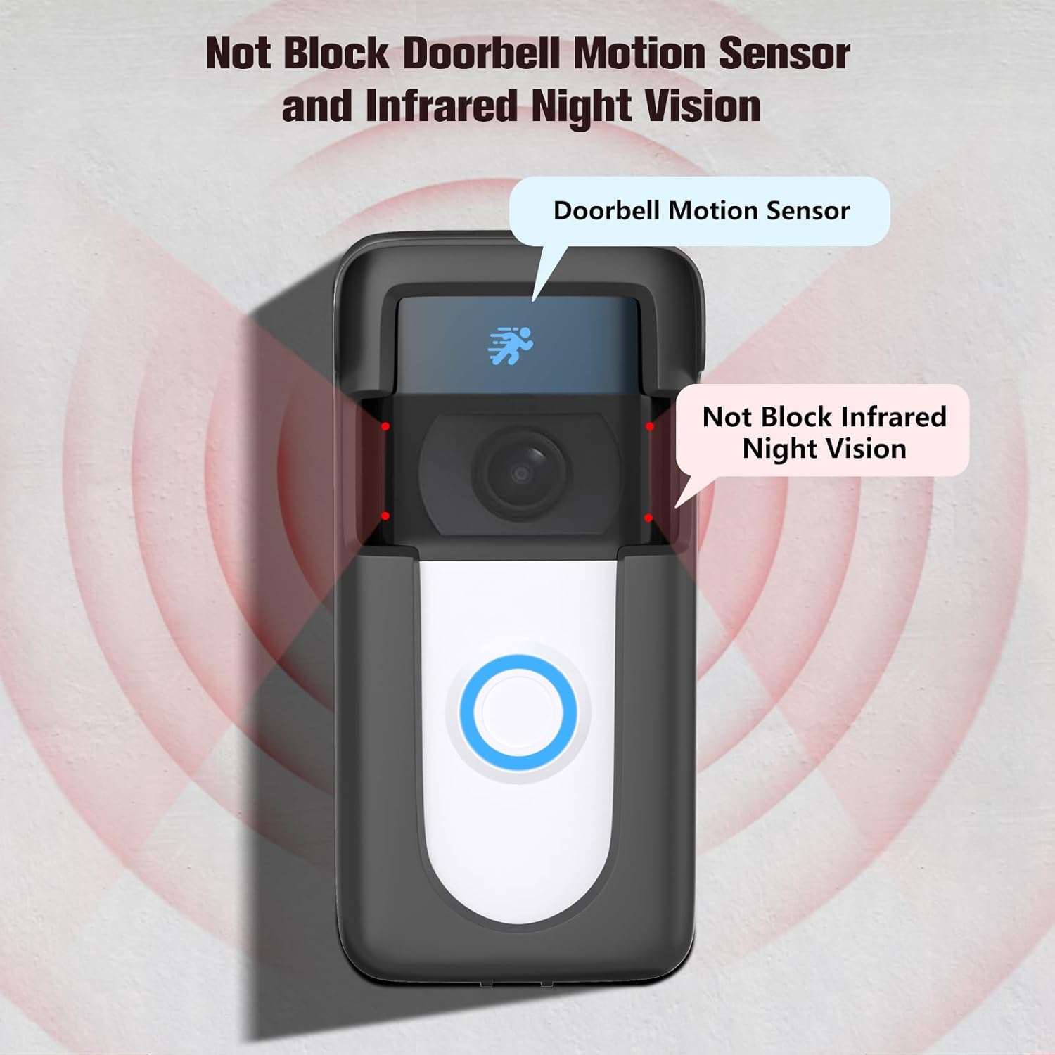 Adhesive Doorbell Mount Compatible with Video Doorbell 1/2/3/3 Plus/4/(2020 Release)/(2023 Release), No-Drill Door Mount Cover Holder Accessories, Easy Installation, Not Block Doorbell Sensor